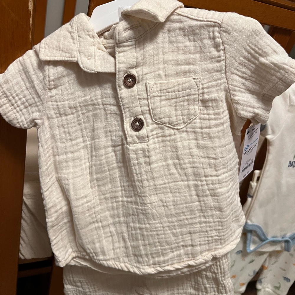 Carter's Cream Button Down Kids Shirt Set